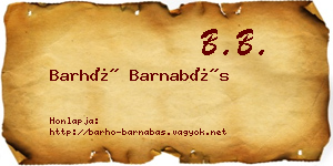 Barhó Barnabás névjegykártya